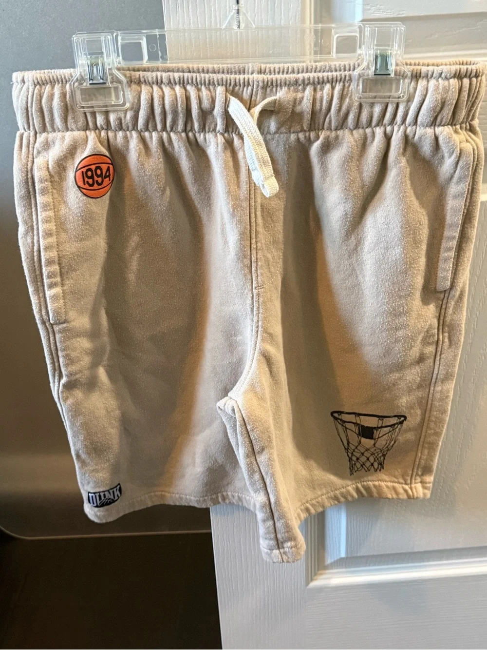Old Navy Beige Basketball Graphic Kids Sweat Shorts